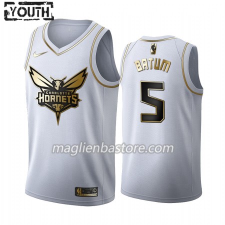 Maglia NBA Charlotte Hornets Nicolas Batum 5 Nike 2019-20 Bianco Golden Edition Swingman - Bambino